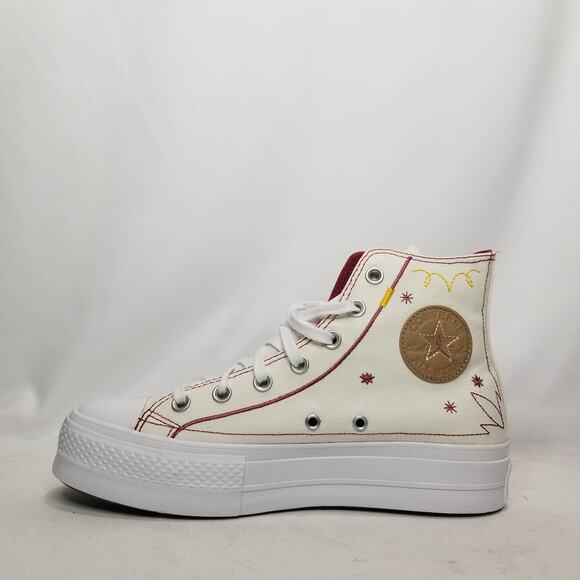 Converse Women's CTAS Lift Platform Western Stitch Size 8.5 Cream A13395C NWT - Picture 4 of 10